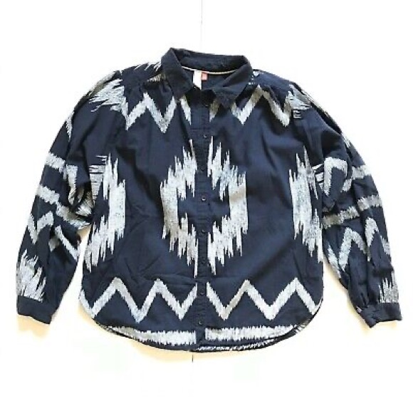 NWOT! Anthropologie navy pilcro Romy aztek boho shirt - Picture 3 of 8